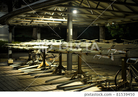 Bicycle rack with a two-stage structure at night Bicycle rack with a two-stage structure at night 81539450