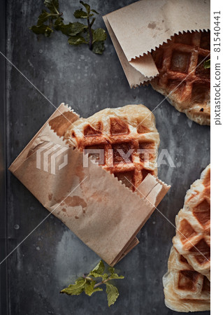 Homemade Croissant Waffle (Croffle) 81540441