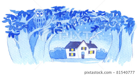 Watercolor: Night owl Watercolor: Night owl 81540777