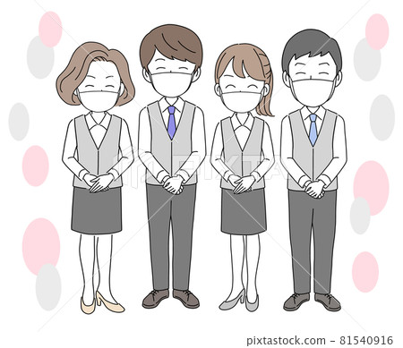 多名商務人士戴著口罩微笑歡迎 81540916