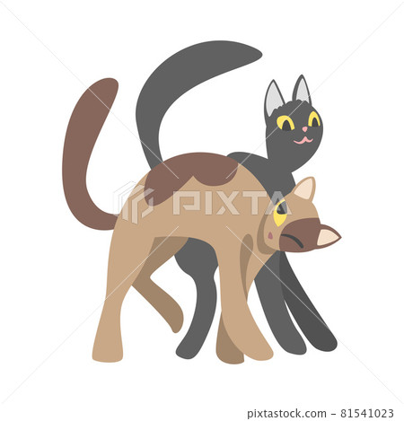 Couple of Smooth Coated Cat in Love Fawning and Cuddling Vector Illustration Couple of Smooth Coated Cat in Love Fawning and Cuddling Vector Illustration 81541023