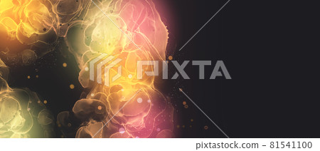 Alcohol ink art background) Strong orange light banner Black background Energy Fantastic gradation 81541100