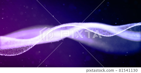 藍色粒子的波浪。粒子未來網絡背景 81541130