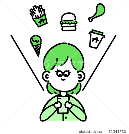 Female simple icon asking for food delivery Female simple icon asking for food delivery 81541780