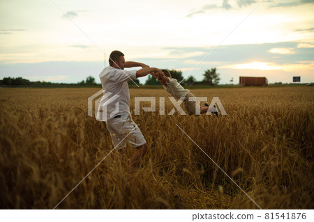 Young caucasian family with one child spend a lot 81541876