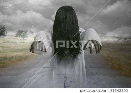 Scary ghost woman standing Scary ghost woman standing 81542893