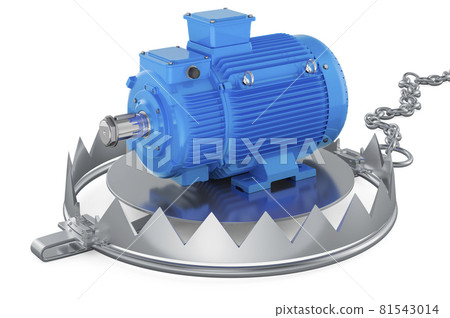 Bear trap with electric motor, 3D rendering 81543014
