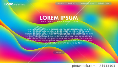 Beautiful wavy rainbow fluid gradient background. Colorful abstract liquid 3d shapes. Futuristic design wallpaper for banner, poster, cover, flyer, presentation, advertising, landing page Beautiful wavy rainbow fluid gradient background. Colorful abstract liquid 3d shapes. Futuristic design wallpaper for banner, poster, cover, flyer, presentation, advertising, landing page 81543303