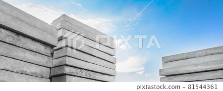 Concrete blocks at a construction site. Concrete structures, industrial, building materials, high resolution 81544361