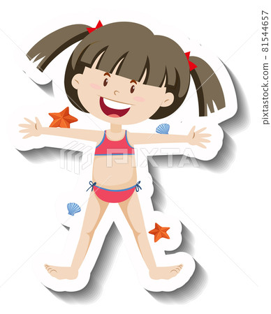 A girl wearing red bikini scartoon sticker A girl wearing red bikini scartoon sticker 81544657