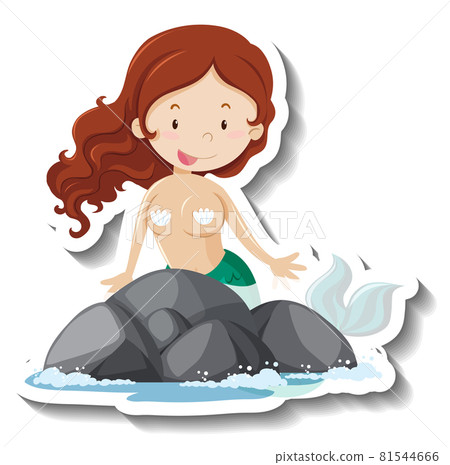 Cute mermaid cartoon character sticker Cute mermaid cartoon character sticker 81544666