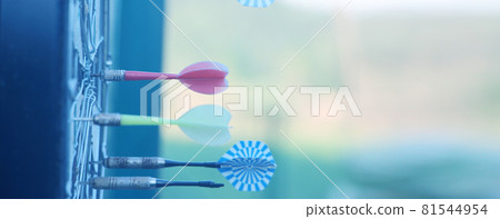 Darts target closeup. Success hitting target aim goal achievement concept 81544954
