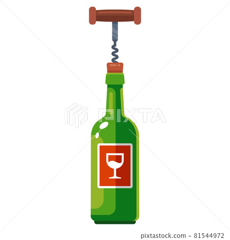 a bottle of wine is opened with a corkscrew. 81544972