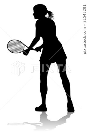Tennis Silhouette Sport Player Woman 81545291
