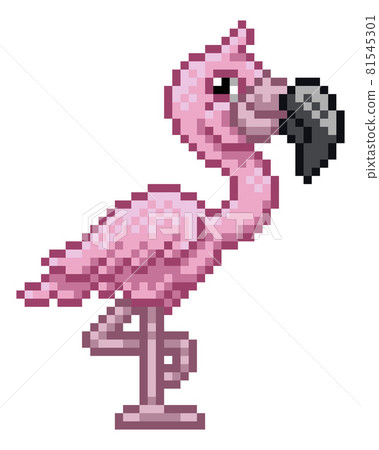 Flamingo Bird Pixel Art Video Game Animal Cartoon 81545301
