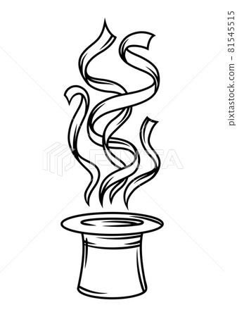 Magician cylinder from which belts fly out. Trick or magic illustration. Magician cylinder from which belts fly out. Trick or magic illustration. 81545515
