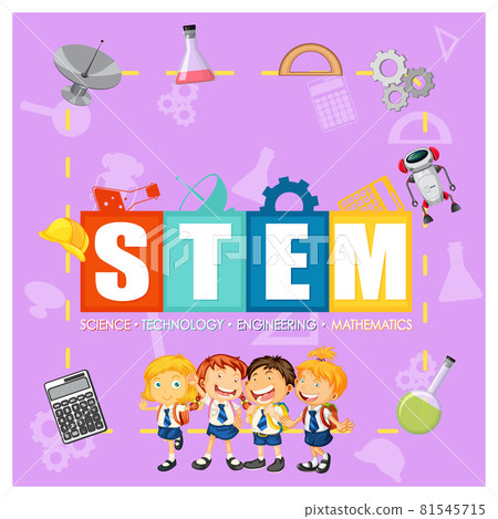 STEM education logo with children cartoon character STEM education logo with children cartoon character 81545715
