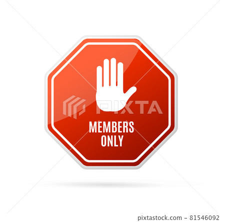 Realistic Detailed 3d Members Only Red Sign. Vector 81546092