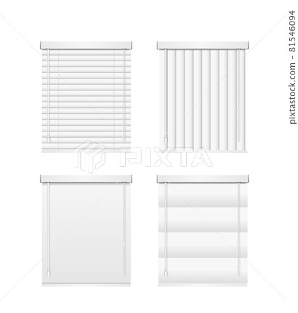 Realistic Detailed 3d Different White Jalousie Set. Vector 81546094