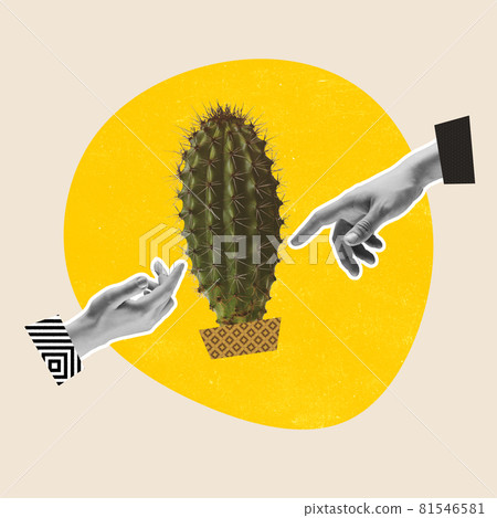 Contemporary art collage on pastel background. Concept of business communication 81546581