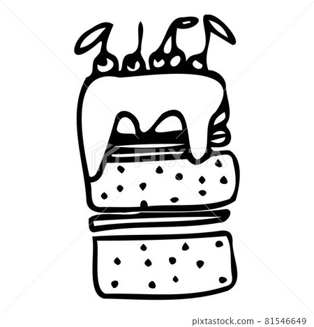Vector illustration of birthday cake with cherry Vector illustration of birthday cake with cherry 81546649