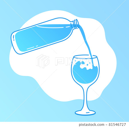 Bottle pouring down water in glass Bottle pouring down water in glass 81546727