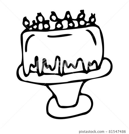 Chocolate and blueberry cake icon. Doodle style. Chocolate and blueberry cake icon. Doodle style. 81547486