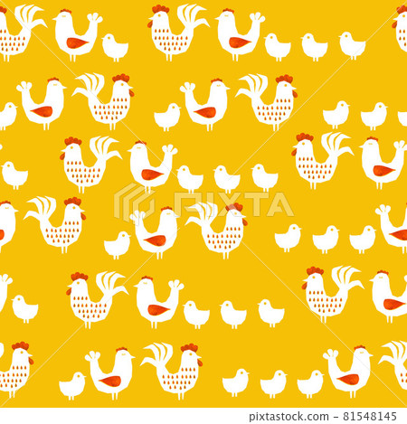 Scandinavian chicken parent-child seamless pattern. Textile, wallpaper and wrapping paper design. 81548145
