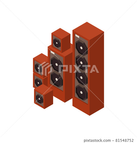Loudspeakers Isometric Illustration 81548752