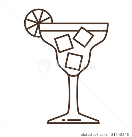 Vector icon of glass with ice for alcoholic drink. Cocktail ice glass isolated on white background. Vector illustration. 81548846