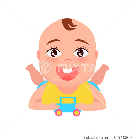 Baby Playing with Car Poster Vector Illustration 81548869