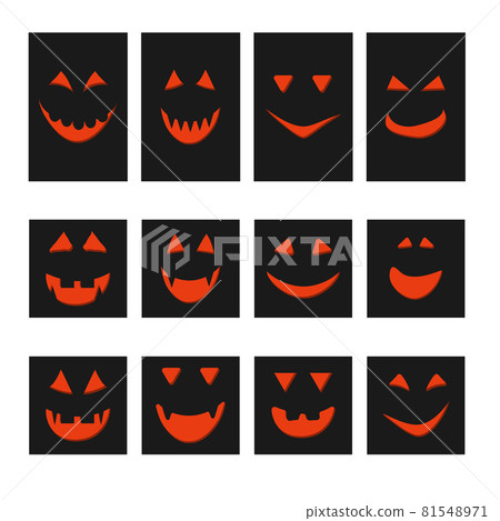 halloween orange pumpkin face jack-o-lantern on cards. 81548971