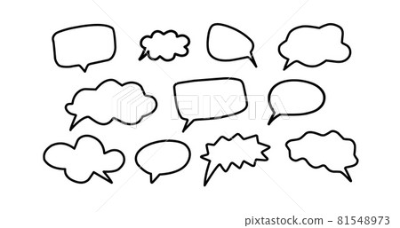 hand drawn speech bubble collection, chat balloon outline. 81548973