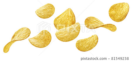 Natural potato chips isolated on white background 81549238