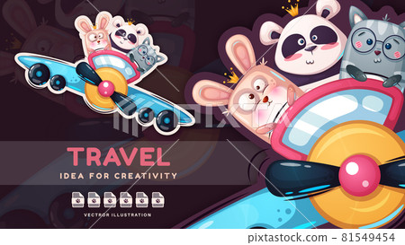 Cartoon character animal friend travel. Cartoon character animal friend travel. 81549454