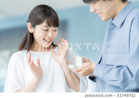 Proposal A young woman who is surprised to see a ring Proposal A young woman who is surprised to see a ring 81549782