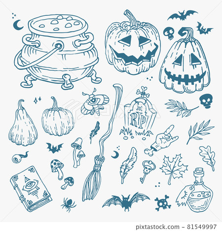 Halloween doodles set. Decoration for Halloween and occult Halloween doodles set. Decoration for Halloween and occult 81549997
