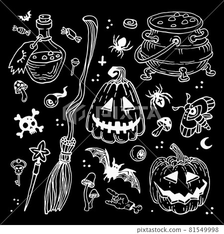 Halloween doodles set. Decoration for Halloween and occult Halloween doodles set. Decoration for Halloween and occult 81549998