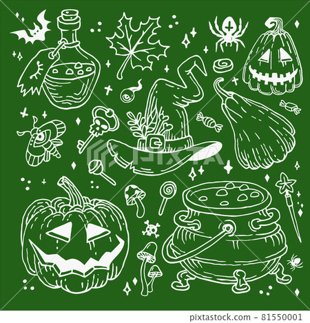 Halloween doodles set. Decoration for Halloween and occult 81550001