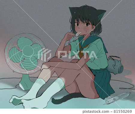 Summer cat ears girl 81550269