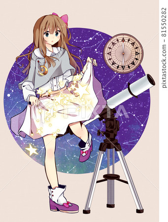 Girl with astronomical observation motif 81550282