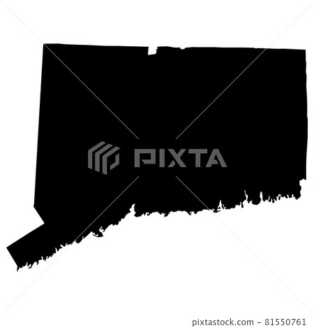 Connecticut map on white background. Connecticut black silhouette vector map. High detailed silhouette illustration. United state of America country. flat style. 81550761