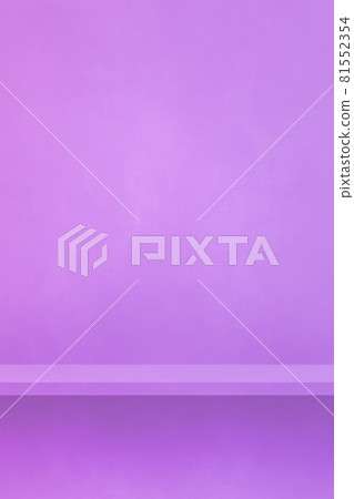Empty shelf on a mauve wall. Background template. Vertical backdrop 81552354