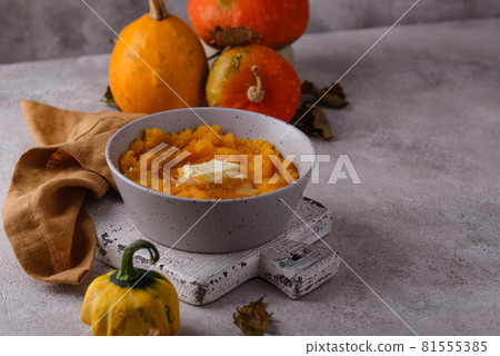 Pumpkin porridge. Traditional autumn dish Pumpkin porridge. Traditional autumn dish 81555385
