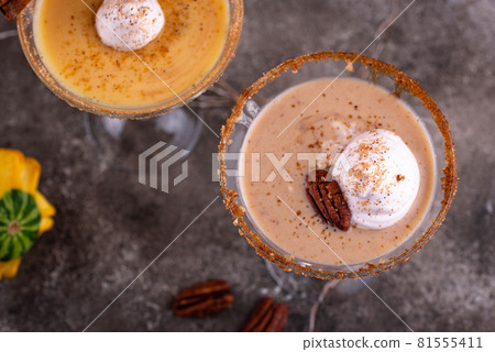 Creamy cocktail with pumpkin and pecan Creamy cocktail with pumpkin and pecan 81555411