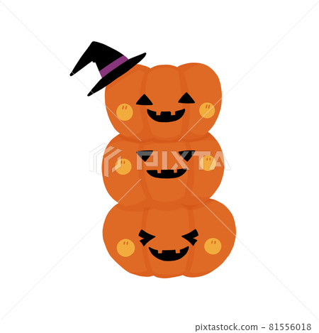 Cute Halloween illustrations of vertically stacked pumpkin lanterns Cute Halloween illustrations of vertically stacked pumpkin lanterns 81556018