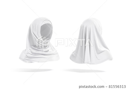 Blank white female al-amira mockup front and back, side view 81556313