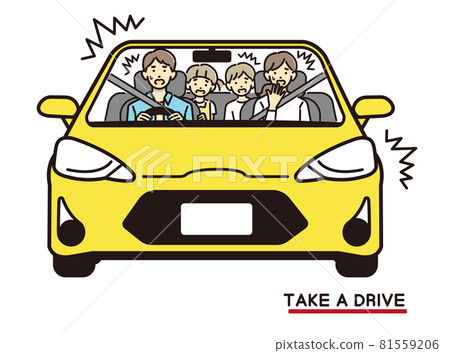 Vector illustration of family in trouble with driving / car / travel / accident / dangerous 81559206