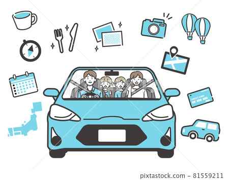 Vector illustrations and travel icons driven by good friends Material / Car / Travel / Vacation Vector illustrations and travel icons driven by good friends Material / Car / Travel / Vacation 81559211