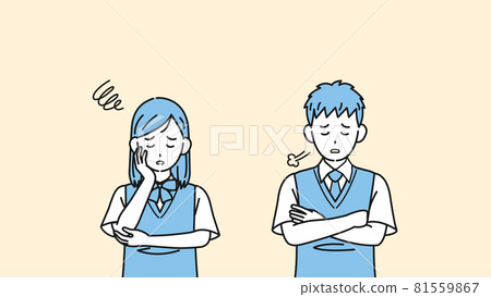 憂鬱的學生焦慮煩惱初中生高中生初中生男女插畫素材 81559867